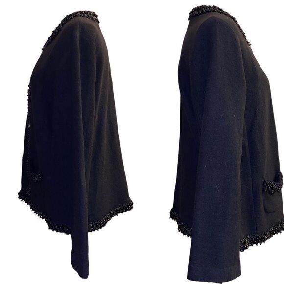 Chico’s‎ Jazzy Jewel Black Wool Embellished Cardigan Jacket L / 12/ 2 - Picture 3 of 13